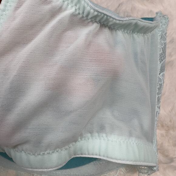 Victoria’s Secret Dream Angels Balconette Lace Mesh Bra 36DD Aqua Blue Sheer NWT - Picture 6 of 7